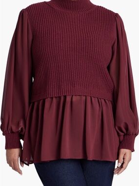 ELOQUII - New- Came Without a Tag-
Twofer Sweater With Chiffon